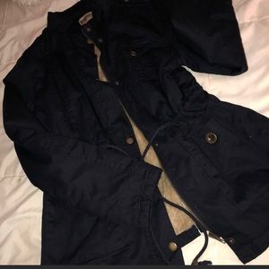 Navy blue faux fur warm jacket